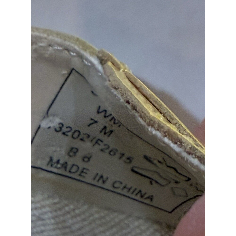 Lands End Sz 7M Yellow Patent Slip-On Slide Massage Sole Burlap Footbed Sandal - Picture 9 of 9